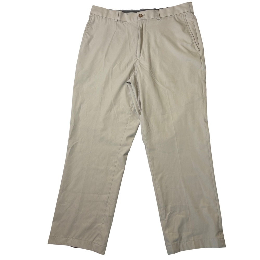 Walter Hagen Mens Golf Pants Khaki Performance Flat Front 34x30 (Actual 34x26.5)